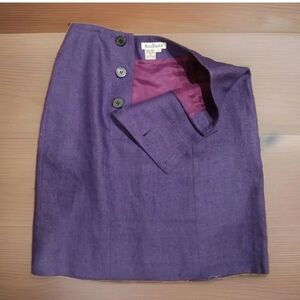 Ann Taylor Rich Purple Pencil Skirt 100% Linen